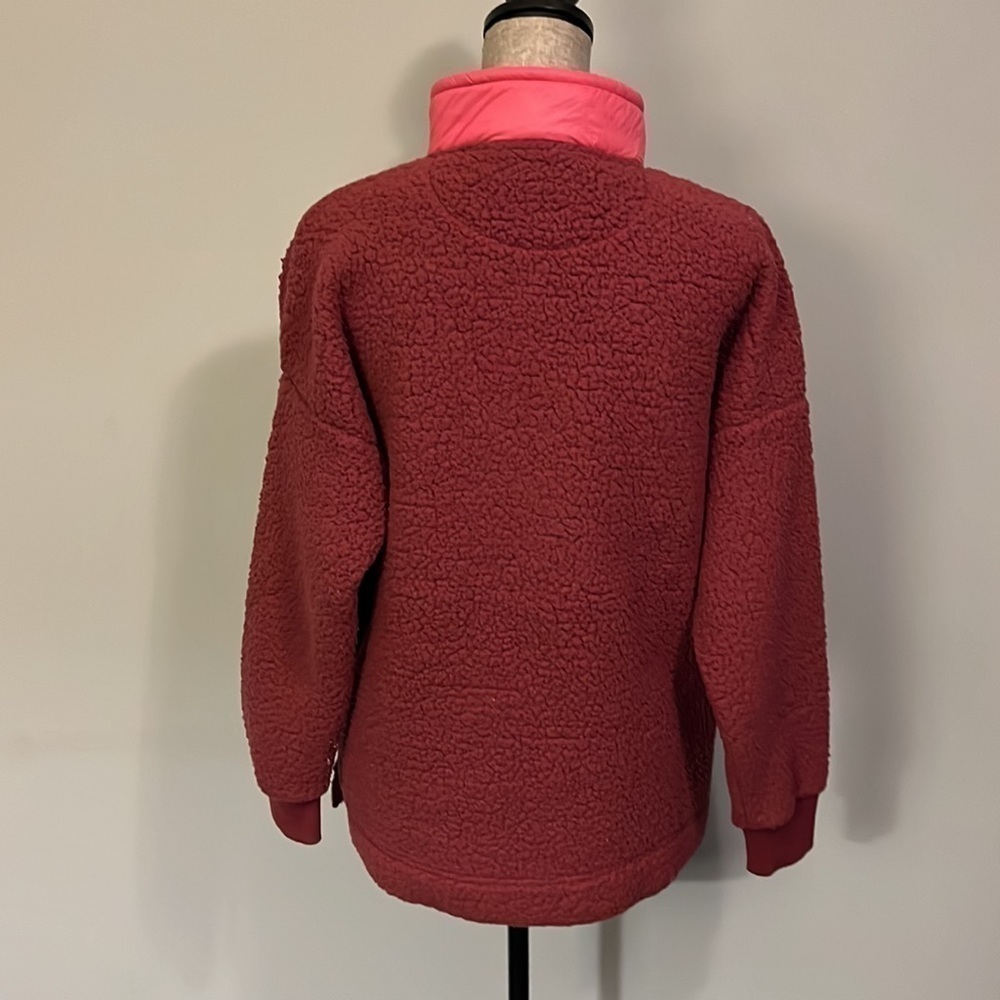 Aerie Dream Sherpa Burgundy Womens 1/4 Zip Soft Pullover Sweatshirt Size Small - Picture 5 of 8